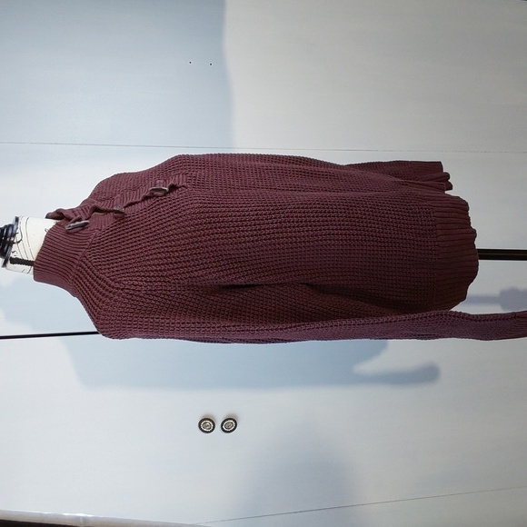 Banana Republic- Chunky Knit burgundy Oversized Sweater Cozy Warm Neutral Sz.M - Picture 4 of 7